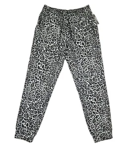 Pantalones de chándal IDEOLOGY para mujer pequeños de lana con estampado de leopardo negros con cordón nuevos con etiquetas  - Imagen 1 de 17