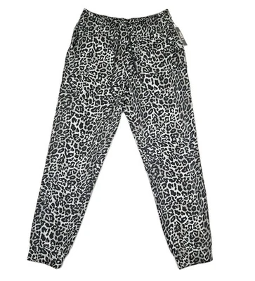 Pantalones de chándal IDEOLOGY para mujer pequeños de lana con estampado de leopardo negros con cordón nuevos con etiquetas  Foto 1 de 4