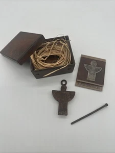 JAN BARBOGLIO FORGED IRON TRINKET BOX & ANGEL 3.75 x 3 RETIRED Rustic Metal Vtg - Picture 1 of 13