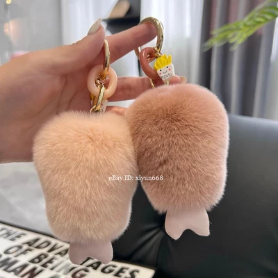 Cute Otter Rabbit Hair Bone Car Keychain Plush Doll Book Bag Pendant Birthday - Image 1 of 4