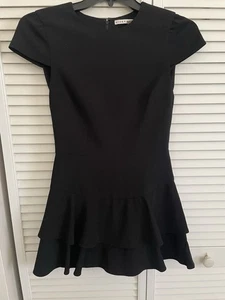 Alice + Olivia Women's Cap Sleeved Ruffled Romper Black SZ 4 - Picture 1 of 13
