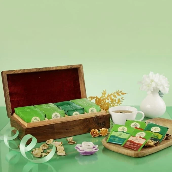 Bio Indien Super Deluxe Holz Geschenkbox, 100 Aufguss Teebeutel - Bild 1 von 4
