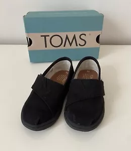 Kids TOMS Tiny Alpargata Canvas BLACK/BLACK SIZE 6C SLIP ON - Picture 1 of 5