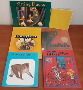 Vintage Children's Book LOT of 6 Animals Sitting Ducks Footprints Zebra Bees Red - Picture 1 of 19