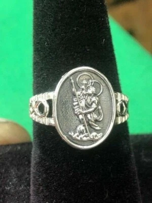 Anillo de damas Saint Christopher Sterling Silver 925 Tamaños 5-9 Foto 1 de 4