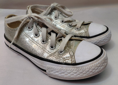 Sneakers basse Converse All Star Chuck Taylor argento glitter bambino taglia 11