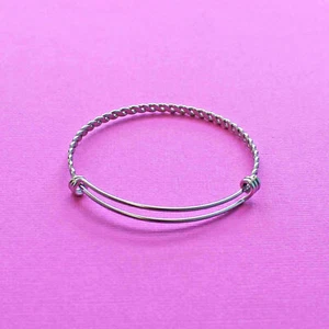 Adjustable Stainless Steel Bangle Bracelet Beautiful Woven Design - N301 - Picture 1 of 2