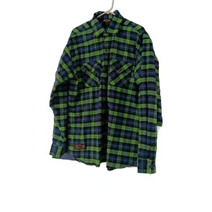 THE VERMONT FLANNEL CO Large Flannel Shirt-Blue/green Men Size L 100% Cotton - Picture 1 of 20