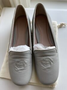 TARYN ROSE  Gray Leather Designer Loafer Size  7 Medium