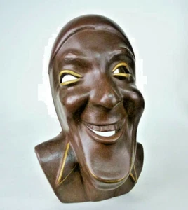Art Deco wall mask mask about 1920 Karlsruher Majolica Clown B-2032 - Picture 1 of 3
