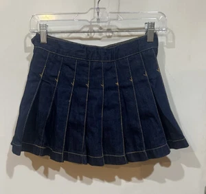 The Children’s Place Girls Dark Blue Denim Pleated & Zippered Jean Skirt Size 8 - Picture 1 of 10