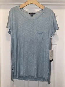 Free Fly Slub Channel Pocket T Bamboo Light Blue Short Sleeve Women's Sz S NWT - Picture 1 of 8