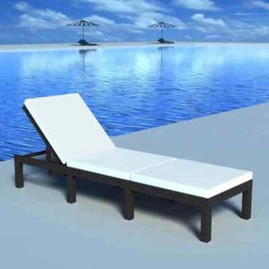 Sonnenliege Poly Rattan Schwarz Liegestuhl Saunaliege Gartenliege Liege 195 cm - Bild 1 von 9