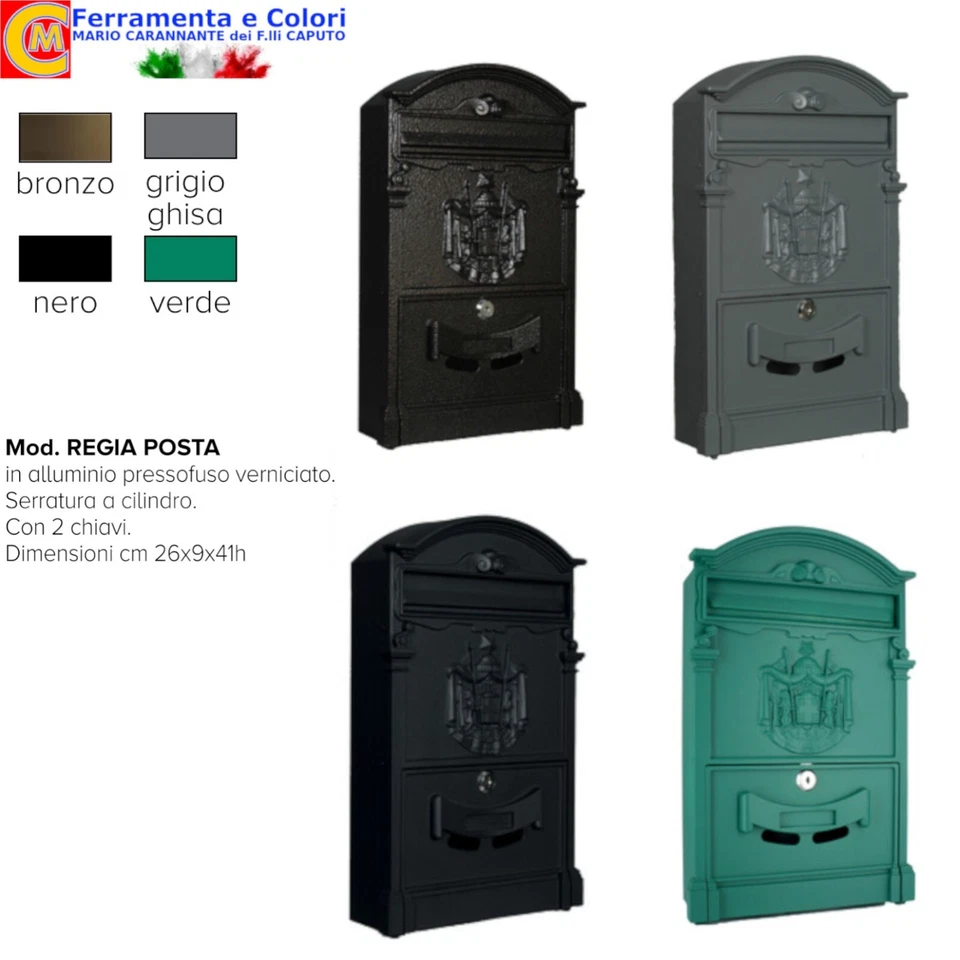 Cassetta Postale Per Posta REGIA Da Esterno Alluminio VARI COLORI 26X9X41 cm - Immagine 1 di 1