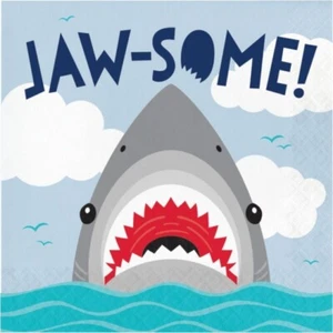 Shark Party Lunch Paper Napkins 16 Pack Shark Party Tableware Decorations - Picture 1 of 1