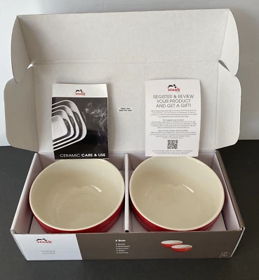 Brand New STAUB Red Ceramic 2-Piece Bowl Set NIB - Image 1 of 4