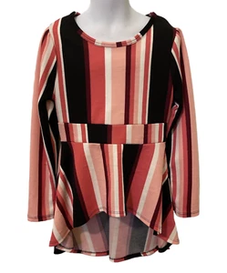 One Step Up Girls High Low Tunic Size S 7/8 Pink Striped Long Sleeve - Picture 1 of 12