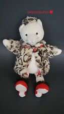 RARE JELLYCAT LONDON PLUSH CAT WITH FAUX LEOPARD FUR COAT & HAT WITH RED HEELS