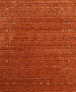 One-of-a-kind Orange Tribal Gabbeh Square Rug Hand-knotted Wool 6x6 ft - Picture 1 of 12