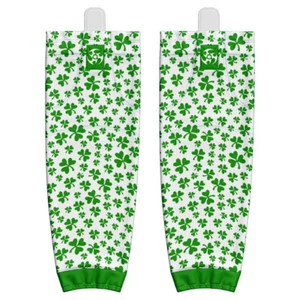 St Patricks Day Clover on White Pro Style Hockey Socks - Picture 1 of 2