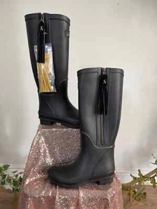 JOULES Collette Wellies Tall Welly Boots Zip Side Tassel UK 4 5 7 & 8 Black NEW - Picture 1 of 15