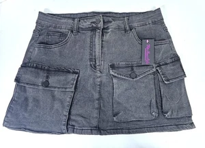 Minigonna Hot Miami Styles jeans denim antracite tasca cargo nuova taglia large - Foto 1 di 4