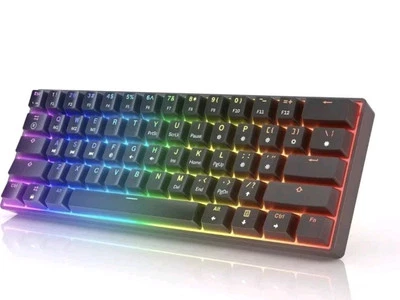 HK Gaming GK61 Mechanical LED RGB  Keyboard Black; Gateron Optical Brown, New  - Image 1 of 4