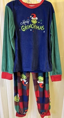 Juego de pijama a cuadros de terciopelo aterciopelado de Navidad The Grinch para niños talla 10 Foto 1 de 4