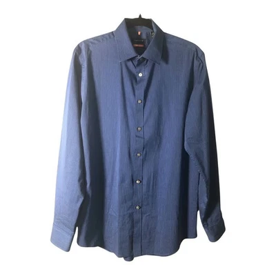 Van Heusen путешественник рубашка на пуговицах синий в тонкую полоску 14-14,5 размер S - Изображение 1 из 4