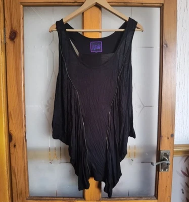 Top con dobladillo pañuelo negro sin mangas Matthew Williamson talla 16 Foto 1 de 3