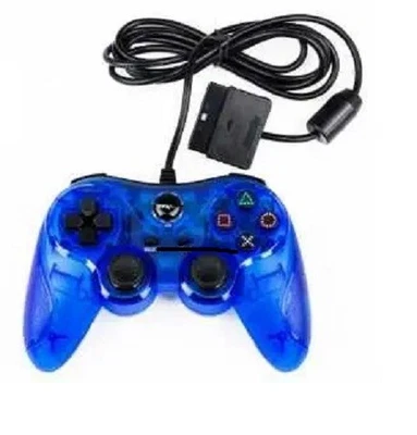 TTX Tech Analog Wired Controller PlayStation 1/PlayStation 2 ps1/ps2 Clear Blue - Image 1 of 4