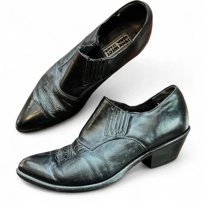 Botines de cuero vintage con tacón cubano 10 para mujer vaquera del suroeste boho usados Foto 1 de 4