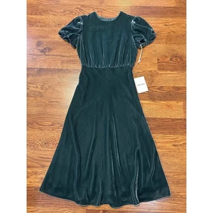 Valentino Women's Velvet Puff Sleeve Midi Dress Emerald Size 38 NWT $4163 - Picture 1 of 11