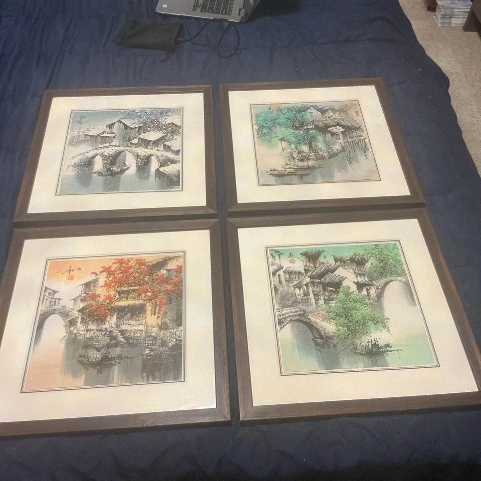 Pinturas de acuarela originales que representan estaciones en Zhouzhuang, China Foto 1 de 1