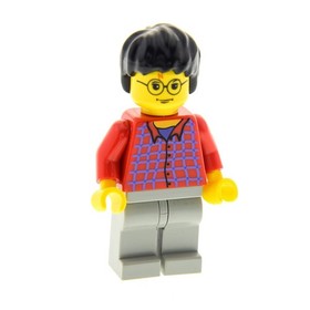 1X Lego Minifigure Harry Potter Red Checkered Shirt Light Gray Pants 4728 HP025