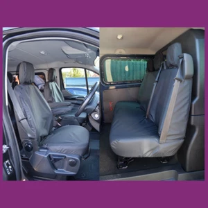 Ford Transit Custom 2013 doble cabina + par delantero a medida + fundas de asiento trasero negras - Imagen 1 de 3