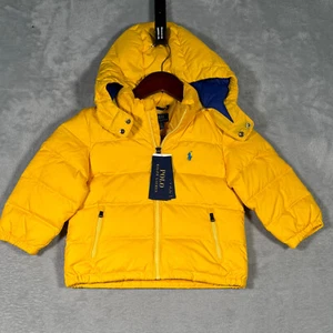 Ralph Lauren Jacket Boys 2 2T Yellow Down Puffer Full Zip - Picture 1 of 10