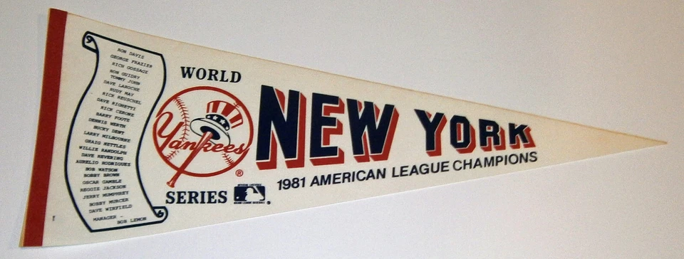 Banderín de los Yankees de Nueva York 1981 Campeones de la Liga Americana Reggie Jackson Foto 1 de 1