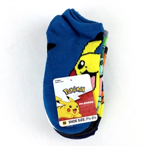 Pokemon Pikachu Socks Youth M 7.5 -3.5 Kid Child No-Show Ankle NEW LOT x 5 Pairs - Picture 1 of 5
