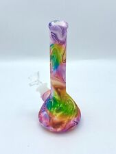 Silicone Smoking Water Pipe Bong Bubbler 8" hookah 14mm glass bowl Psychedelic