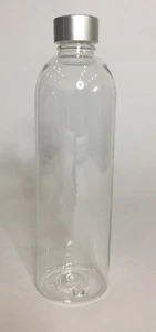 250ml Plastic Clear Tall Boston Bottles & Smooth Silver Screw On Cap ANY AMOUNT - Bild 1 von 1