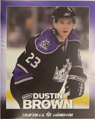 Tarjeta de lista del día del juego con foto de jugador Dustin Brown 2007-2008 LA Kings 8"x10" NHL Foto 1 de 2