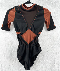 Adidas Womens Black / Sequoia Short Sleeve Stretch Body Suit Size Medium