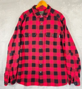 Vintage Woolrich Heavy Flannel Mens XL Tall Red Black Buffalo Plaid Hunting - Picture 1 of 5