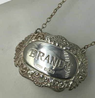 Buena Colección Decantador de Vino Etiqueta Botella Brandy por C Robathan Birmingham 1978 Foto 1 de 4