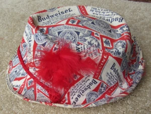 Vintage Budweiser Bier Fedora Hut mit Feder Knospe Bar Kneipe alt Anheuser Busch - Bild 1 von 10