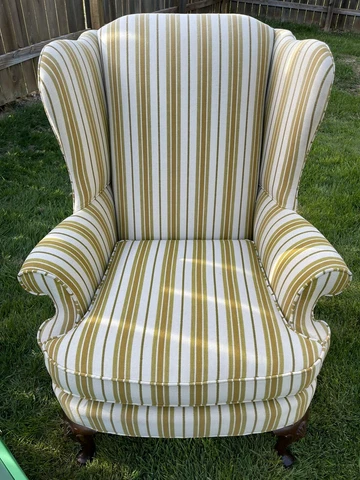 Vtg North Hickory Furniture CoQueen Anne Style Living Room Wing Back Chair Cover