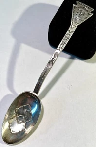 Hand Wrought Silver Native American Stamped Spoon, Unmarked, Whirling Log - Picture 1 of 6