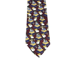 Peanuts Vintage Mens Tie Snoopy Golfing It's All In The Swing Silk Red Green - Picture 1 of 6