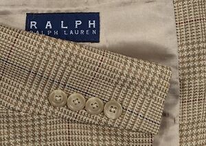 Ralph Lauren Silk Wool Blazer Sport Coat Sport Jacket 44R Glen Check Casual 